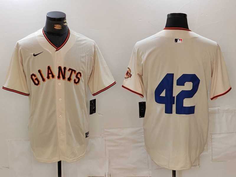 Mens San Francisco Giants #42 Jackie Robinson Cream Limited Stitched Cool Base Jersey